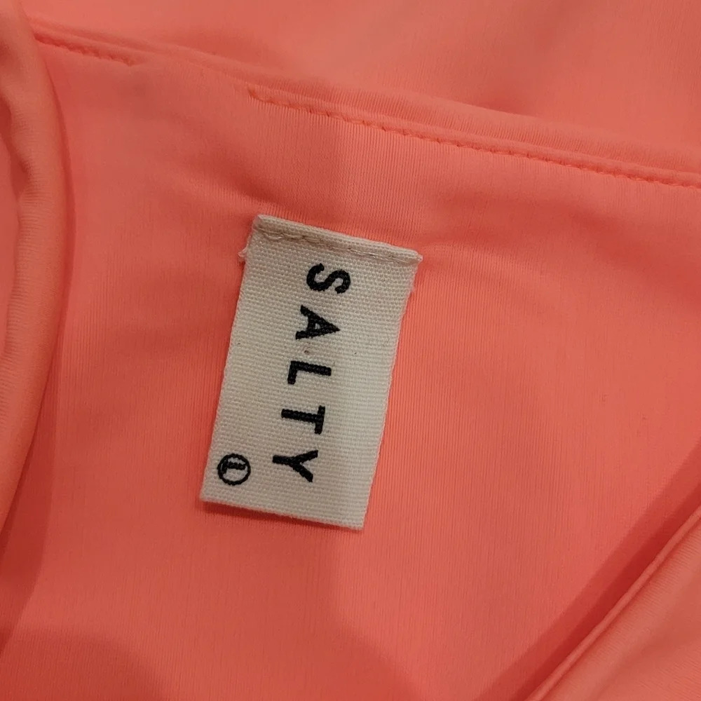 Salty 2 Peice Swimwear Resort Wear One Shoulder Crop Top Mini Skirt Coral L - Picture 3 of 14